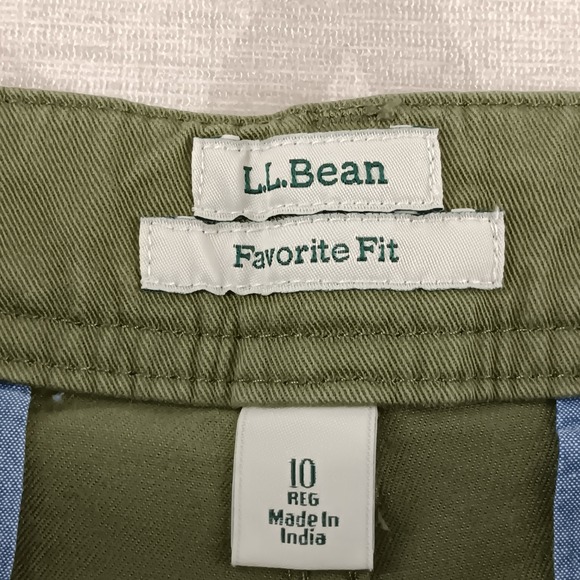 LLBean Favorite Fit Lake Washed Embroidered Shorts Deep Olive Women Size 10 - Picture 6 of 9